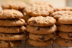 stacks of peanut butter cookies