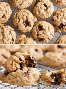 Coconut Oil Oatmeal Chocolate Chip Cookies – dense and moist and chewy and loaded with flavour.