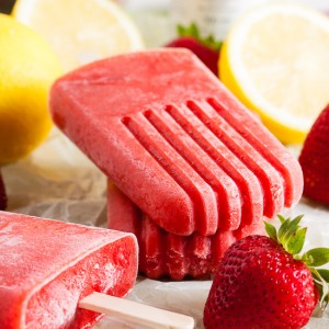 Strawberry and Bitters Popsicles – a bright, fresh, slightly grown-up flavour.