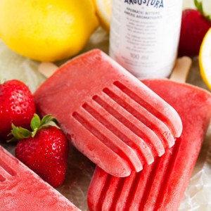 Strawberry and Bitters Popsicles – a bright, fresh, slightly grown-up flavour.