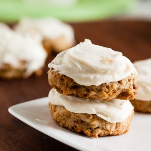 Carrot Cake Cookies with Ginger Cream Cheese Frosting – these cookies have all the flavours you'd expect, but the frosting is where it gets really interesting, with both candied ginger and spiced rum!