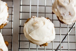 Carrot Cake Cookies with Ginger Cream Cheese Frosting – these cookies have all the flavours you'd expect, but the frosting is where it gets really interesting, with both candied ginger and spiced rum!