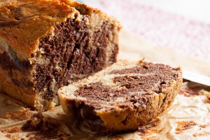 Chocolate Marble Banana Bread – dense and moist, swirled with deep rich chocolate, with just enough dark rum to make it interesting.