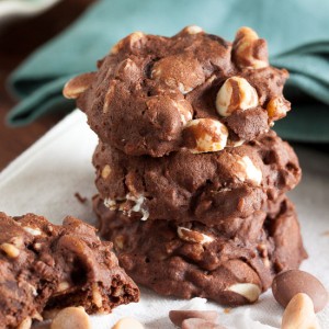 These dense, fudgy Kitchen Sink Cookies really have everything – chocolate, peanut butter, more chocolate, espresso, plus toasted coconut and pecans. My favourite cookie so far!