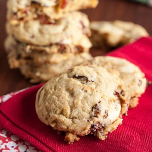 Sour Cherry White Chocolate Chunk Cookies marry slivers of tart sour cherries with sweet white chocolate and crunchy toasted almonds.