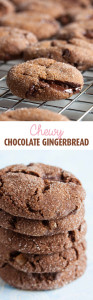 Chewy chocolate gingerbread cookies, made with fresh grated ginger and loaded with chunks of dark chocolate. This cookie packs a punch of flavour.